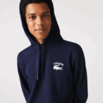 Men Lacoste V0ZN359 Navy Blue 166 Classic Fit Solid Hooded Sweatshirt