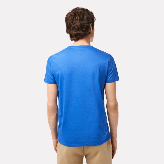 Men Lacoste V0ZN35 Blue KXB Crew Neck Pima Cotton Jersey T-Shirt - Image 3