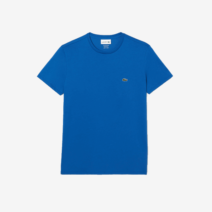 Men Lacoste V0ZN35 Blue KXB Crew Neck Pima Cotton Jersey T-Shirt - Image 4