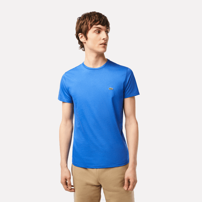 Men Lacoste V0ZN35 Blue KXB Crew Neck Pima Cotton Jersey T-Shirt - Image 1
