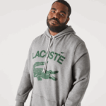 Men Lacoste V0ZN364 Grey Chine YRD Cotton Fleece Hoodie - Plus Size - Tall
