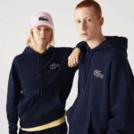 Men Lacoste V0ZN366 Navy Blue 166 Loose Fit Hooded Organic Cotton Sweatshirt