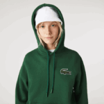 Men Lacoste V0ZN367 Green 132 Loose Fit Hooded Organic Cotton Sweatshirt - Image 7