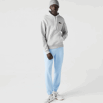 Men Lacoste V0ZN368 Grey Chine CCA Loose Fit Hooded Organic Cotton Sweatshirt - Image 2