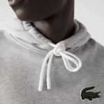 Men Lacoste V0ZN368 Grey Chine CCA Loose Fit Hooded Organic Cotton Sweatshirt - Image 7