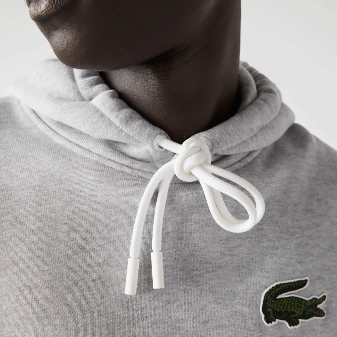 Men Lacoste V0ZN368 Grey Chine CCA Loose Fit Hooded Organic Cotton Sweatshirt - Image 7