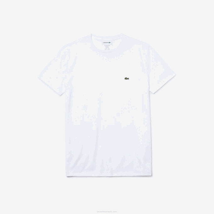 Men Lacoste V0ZN36 White 001 Crew Neck Pima Cotton Jersey T-Shirt - Image 4
