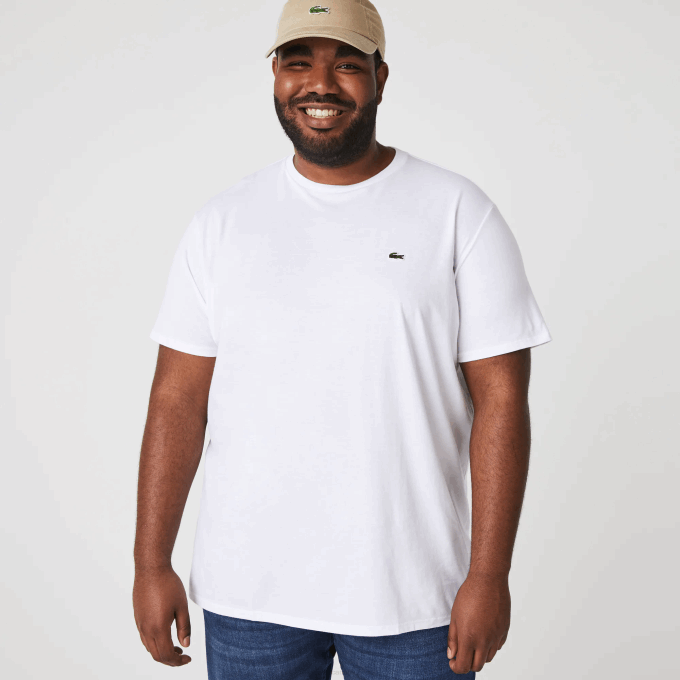 Men Lacoste V0ZN36 White 001 Crew Neck Pima Cotton Jersey T-Shirt - Image 7
