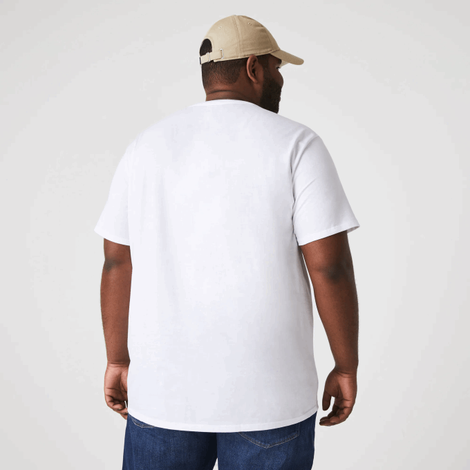 Men Lacoste V0ZN36 White 001 Crew Neck Pima Cotton Jersey T-Shirt - Image 9