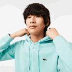 Men Lacoste V0ZN373 Mint LGF Kangaroo Pocket Fleece Zipped Sweatshirt - Image 2