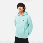 Men Lacoste V0ZN373 Mint LGF Kangaroo Pocket Fleece Zipped Sweatshirt
