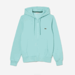 Men Lacoste V0ZN373 Mint LGF Kangaroo Pocket Fleece Zipped Sweatshirt - Image 4