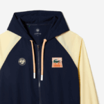 Men Lacoste V0ZN375 Navy Blue Yellow WIM SPORT Roland Garros Edition Zip Sweatshirt - Image 2