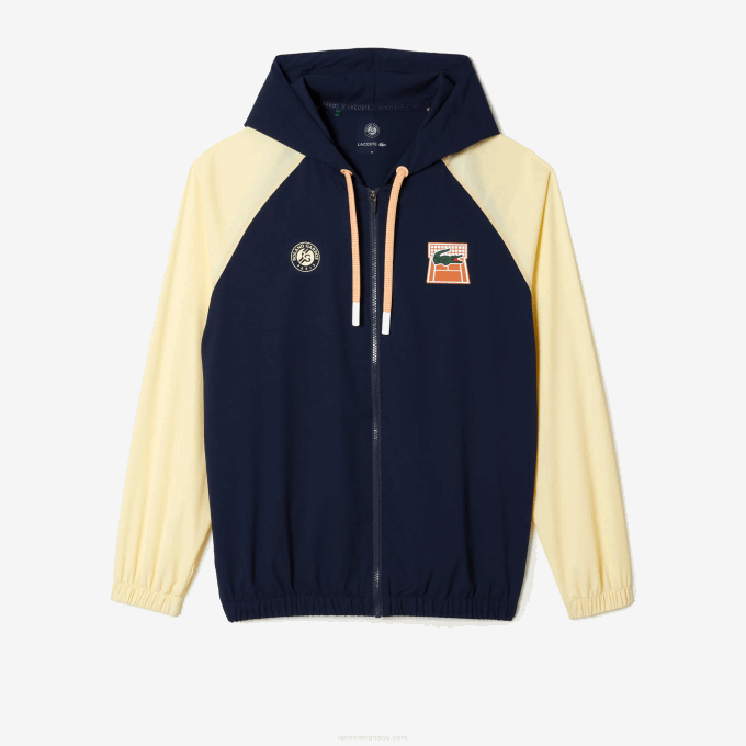 Men Lacoste V0ZN375 Navy Blue Yellow WIM SPORT Roland Garros Edition Zip Sweatshirt - Image 1