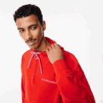 Men Lacoste V0ZN376 Red S5H Loose Fit Reversible Hoodie - Image 2