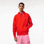 Men Lacoste V0ZN376 Red S5H Loose Fit Reversible Hoodie