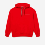 Men Lacoste V0ZN376 Red S5H Loose Fit Reversible Hoodie - Image 4