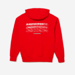 Men Lacoste V0ZN376 Red S5H Loose Fit Reversible Hoodie - Image 5