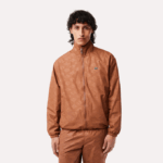 Men Lacoste V0ZN378 Light Brown LFA Monogram Print Track Jacket