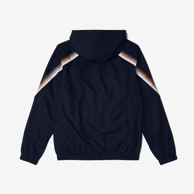 Men Lacoste V0ZN379 Navy Blue Orange White AG4 Tennis Recycled Polyester Hooded Jacket - Image 5