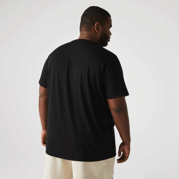 Men Lacoste V0ZN37 Black 031 Crew Neck Pima Cotton Jersey T-Shirt - Image 3
