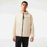 Men Lacoste V0ZN382 White Black AJ8 Short Zipped Hooded Jacket