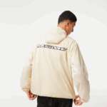 Men Lacoste V0ZN382 White Black AJ8 Short Zipped Hooded Jacket - Image 3