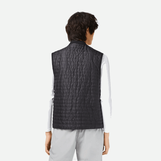 Men Lacoste V0ZN384 Grey Black WIX SPORT Padded Reversible Vest - Image 3