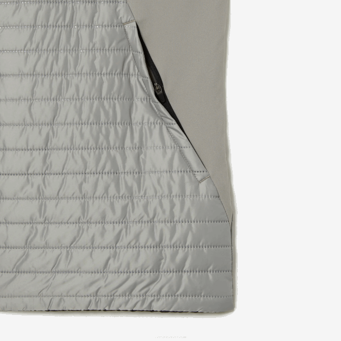 Men Lacoste V0ZN384 Grey Black WIX SPORT Padded Reversible Vest - Image 6