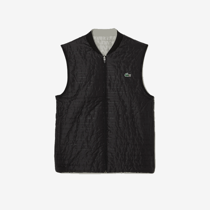 Men Lacoste V0ZN384 Grey Black WIX SPORT Padded Reversible Vest - Image 7