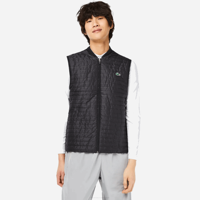 Men Lacoste V0ZN384 Grey Black WIX SPORT Padded Reversible Vest - Image 1