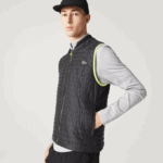Men Lacoste V0ZN385 Yellow Black G65 SPORT Padded Reversible Vest