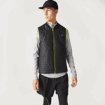 Men Lacoste V0ZN385 Yellow Black G65 SPORT Padded Reversible Vest - Image 7