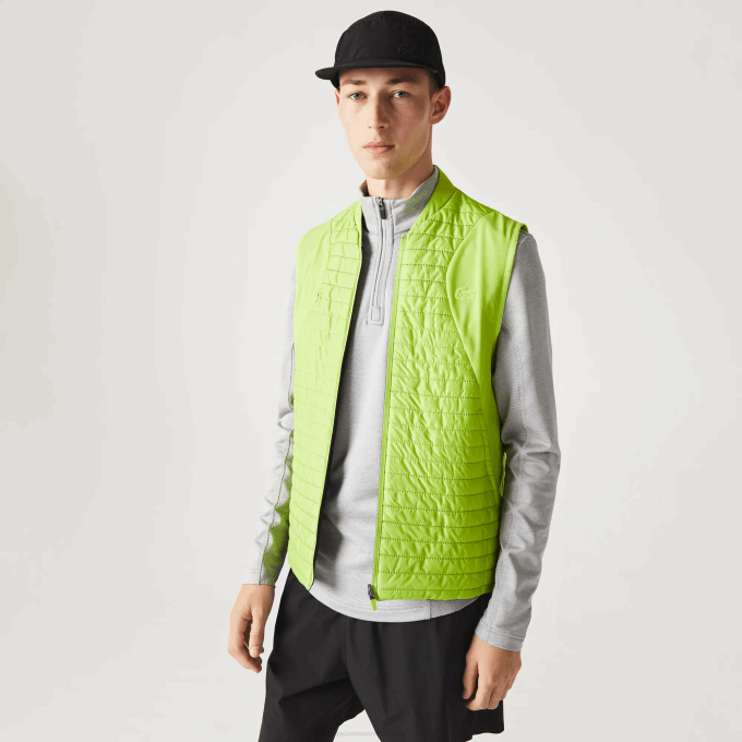 Men Lacoste V0ZN385 Yellow Black G65 SPORT Padded Reversible Vest - Image 10