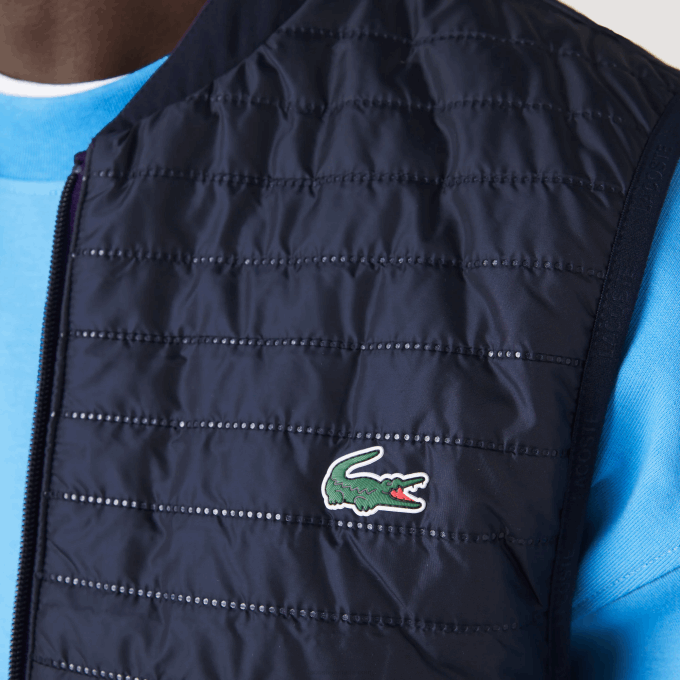Men Lacoste V0ZN386 Purple Navy Blue SE3 SPORT Padded Reversible Vest - Image 2