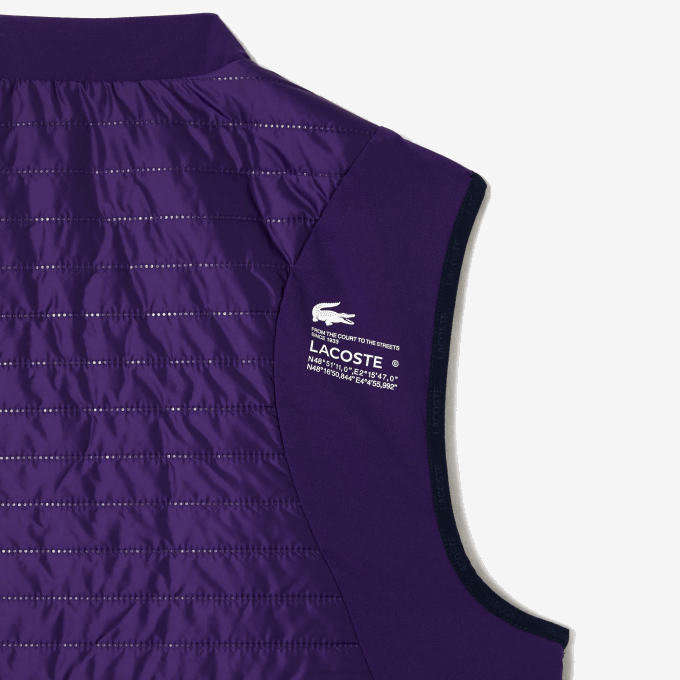 Men Lacoste V0ZN386 Purple Navy Blue SE3 SPORT Padded Reversible Vest - Image 6
