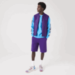 Men Lacoste V0ZN386 Purple Navy Blue SE3 SPORT Padded Reversible Vest - Image 8