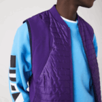 Men Lacoste V0ZN386 Purple Navy Blue SE3 SPORT Padded Reversible Vest - Image 9