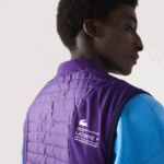 Men Lacoste V0ZN386 Purple Navy Blue SE3 SPORT Padded Reversible Vest - Image 10