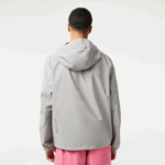 Men Lacoste V0ZN387 Grey KZW Waterproof Short Track Jacket - Image 3