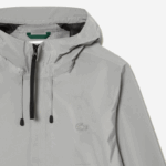 Men Lacoste V0ZN387 Grey KZW Waterproof Short Track Jacket - Image 5