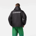Men Lacoste V0ZN389 Black C31 Cropped Quilted Hooded Jacket - Image 3