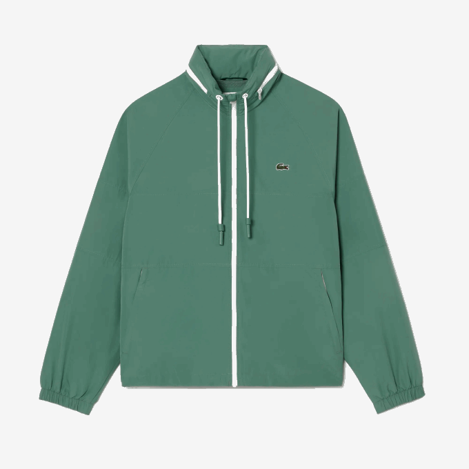 Men Lacoste V0ZN390 Khaki Green KX5 Removable Hood Water-Repellent Jacket - Image 4