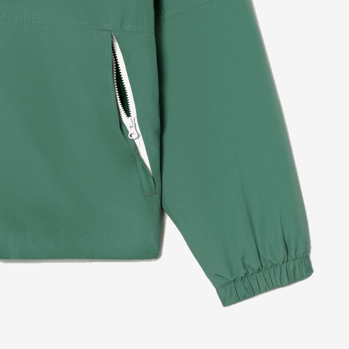 Men Lacoste V0ZN390 Khaki Green KX5 Removable Hood Water-Repellent Jacket - Image 6