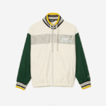 Men Lacoste V0ZN391 White Green PT2 Recycled Polyester Track Jacket