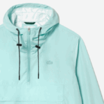 Men Lacoste V0ZN393 Mint LGF Cropped Pull On Hooded Jacket - Image 5