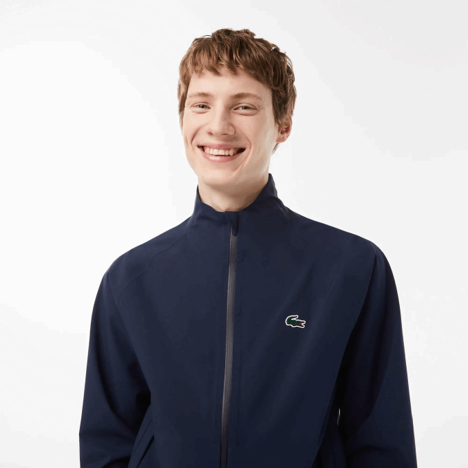 Men Lacoste V0ZN394 Navy Blue 423 Golf Zip-Close Waterproof Windbreaker - Image 2