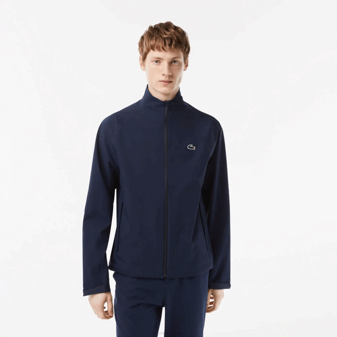Men Lacoste V0ZN394 Navy Blue 423 Golf Zip-Close Waterproof Windbreaker - Image 1