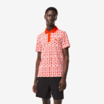 Men Lacoste V0ZN3 Pink Red 9HY Active Movement Two-Tone Printed Polo