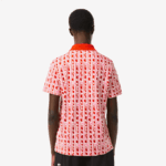 Men Lacoste V0ZN3 Pink Red 9HY Active Movement Two-Tone Printed Polo - Image 3